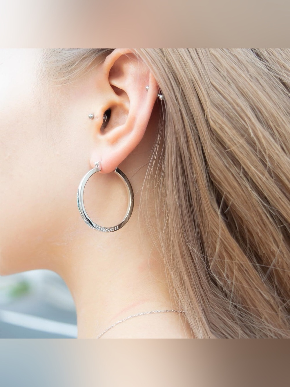 Coach HOOP EARRINGS F73022 Silver